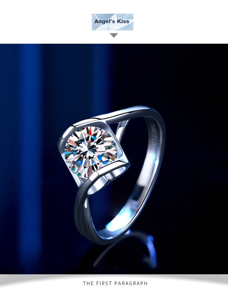 Zhoudajin CHOW TAI KING, One Carat Moissanite Diamond Ring, Sterling Silver Engagement Ring for Women, Qixi Valentine's Day Gift for Girlfriend Or Wife, Birthday Present 21