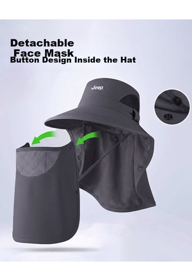 JEEP Men's Sun Protection Hat UV Protection Summer Fisherman Outdoor Hiking Wide Brim Sun Hat 3