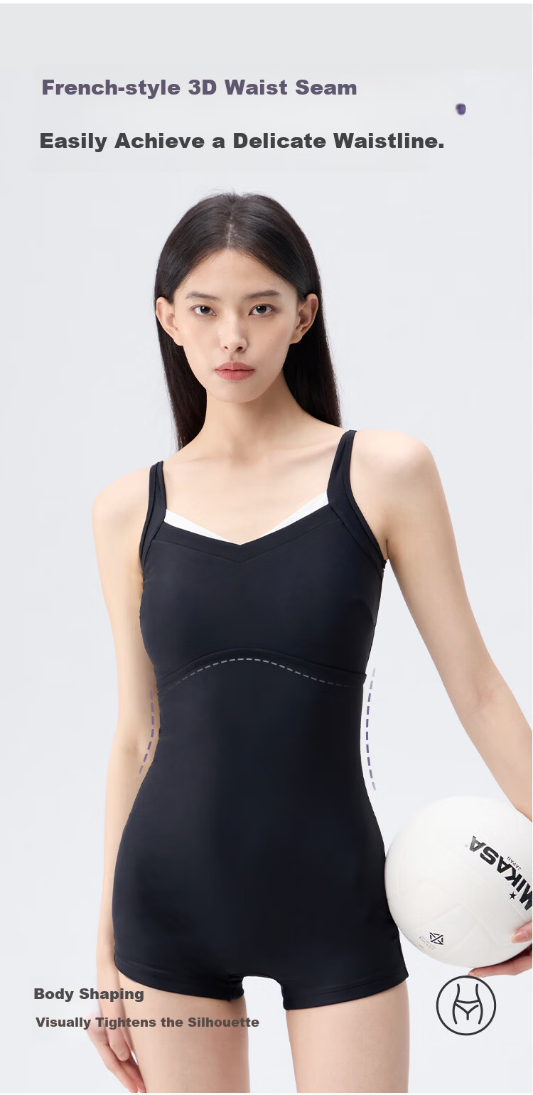 Keep Women's One-Piece Square-Leg High-End Casual Slimming Swimsuit 972 Black M 4