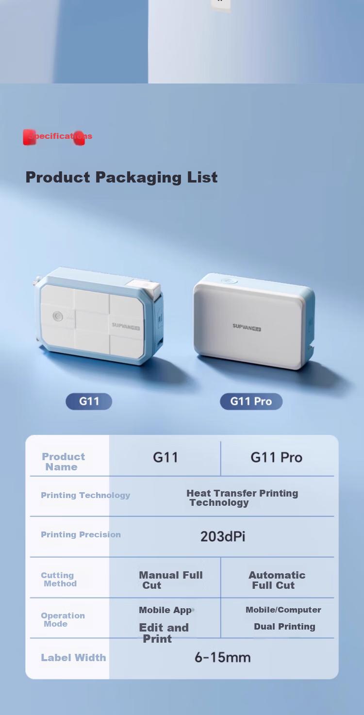Supvan Thermal Transfer Label Printer Small Portable Office File Folder Adhesive Label Sticker Financial Document Asset Equipment Fade-Resistant Multifunctional Label Maker G11 12