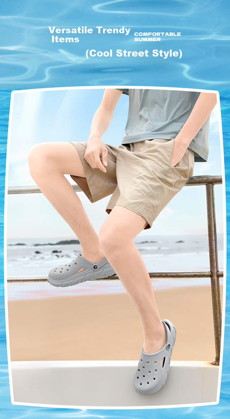 HLA Home Men's Soft Sole Breathable Closed-Toe Beach Sandals HAALXM2EBK033 Light Gray Size 44/45 Dual Size 8