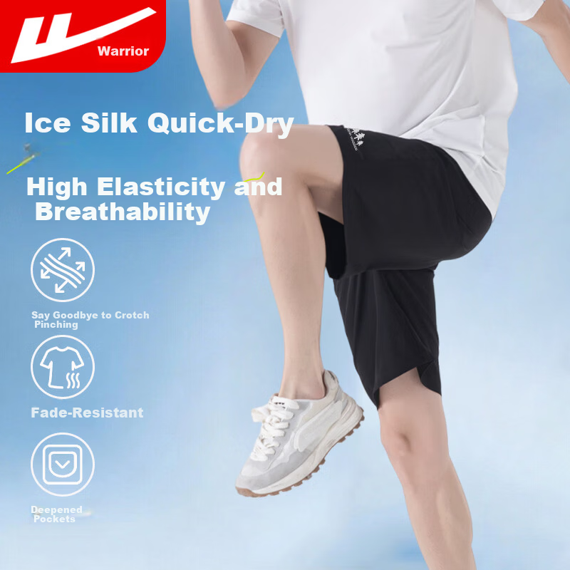 Warrior Men's Summer Shorts Ice Silk Five-Point Elastic Sports Quick-Dry Pants