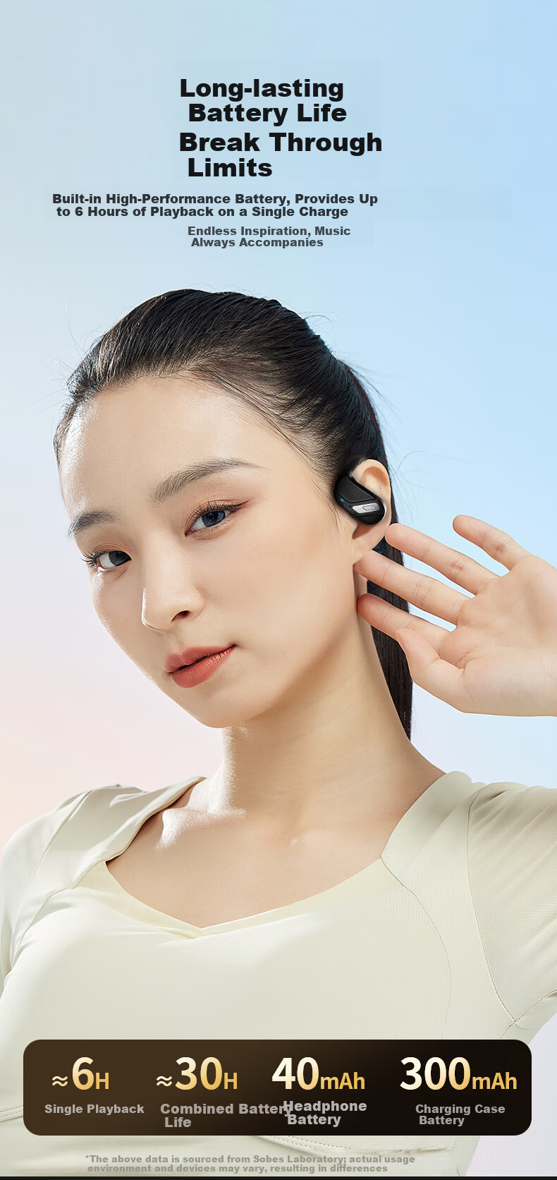 SE SOBAST 2026 New Open-Ear Clip-On Bluetooth Earphones Long Battery Life Non-In-Ear Running Music Call for Apple Huawei Xiaomi M169 Blue 520 Gift 6