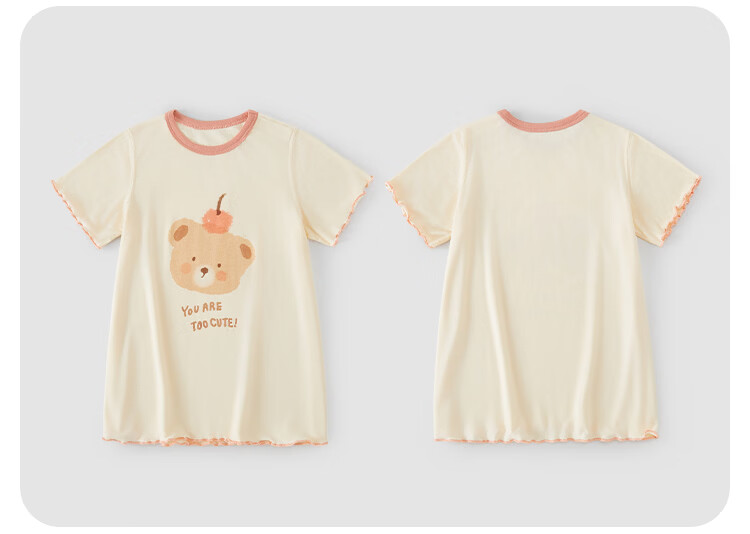 Xiyuan Girls' Summer Thin Antibacterial Bamboo Fiber Sleep Dress for 7-Year-Olds Cute Baby Nightgown 14