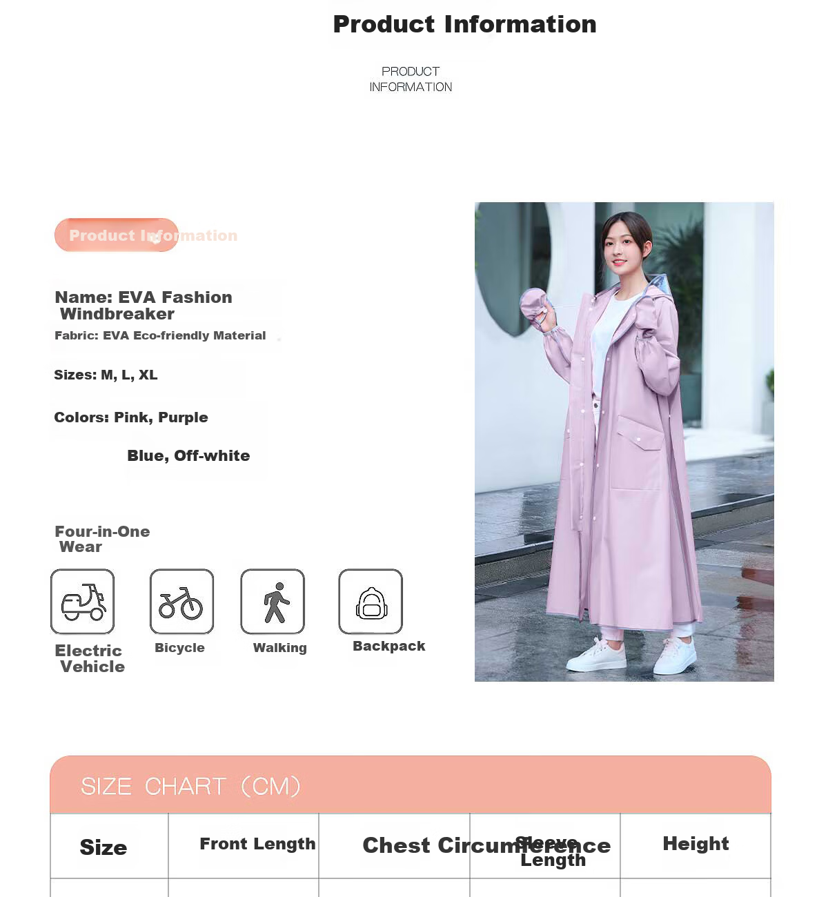 Beimei Women's Long Full-Body Raincoat Thickened Adult Single-Person Electric Scooter Rain Poncho 15
