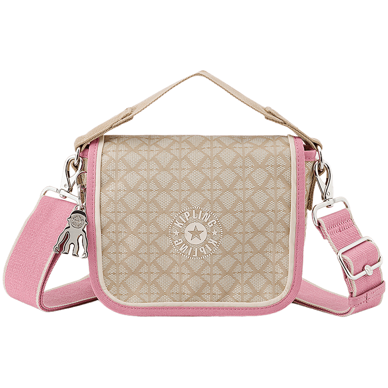 Kipling Fashion Trend RAMEY Beige Monogram Pink Women's Shoulder Bag Crossbody Bag Birthday Gift