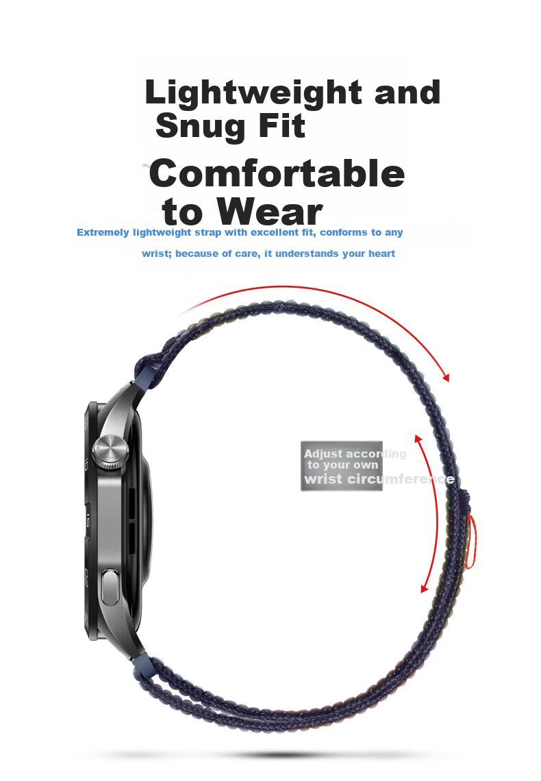 Xiaopijiang Nylon Loop Watch Strap Compatible with Huawei GT6/GT5 Pro/GT4/3 Pro, Watch5/Watch4 Pro/3, Honor, Xiaomi Watch Bands 2