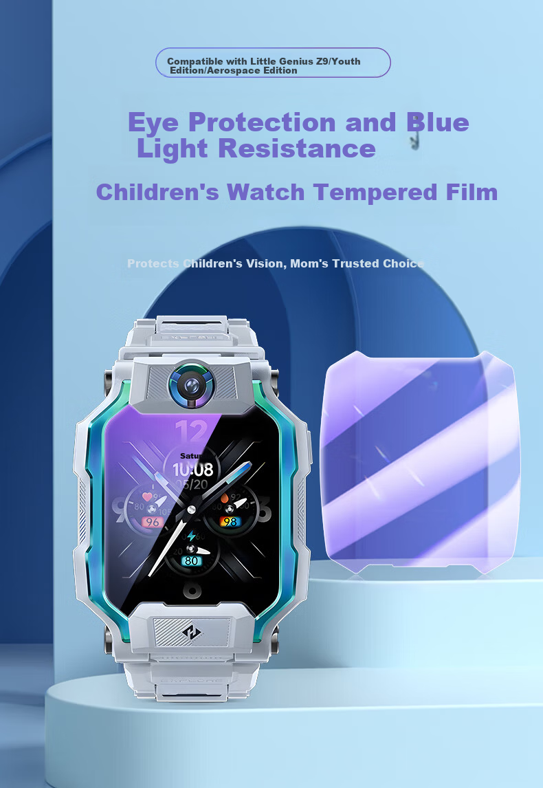 LANGLING 2-Pack Eye Protection Film for Xiaotiancai Z9 Tempered Glass Anti-Blue Light Screen Protector for Kids' Smartwatch Z9/Z9 Youth Edition/Aerospace Edition Scratch-Resistant Protective Film 1