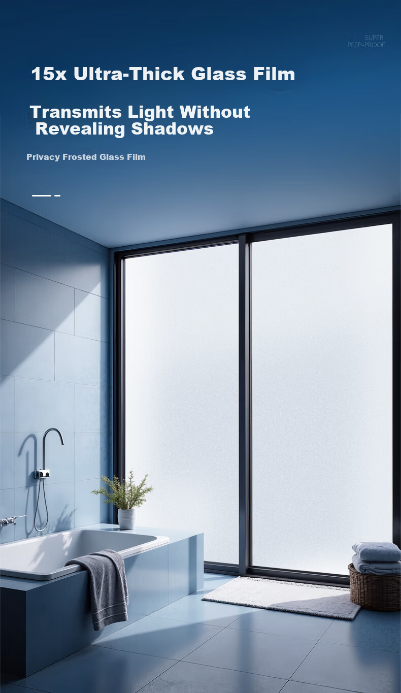Jinlongxing Frosted Privacy Glass Film Anti-Peeping Light-Transmitting 0.9*3m for Bathroom Toilet 2