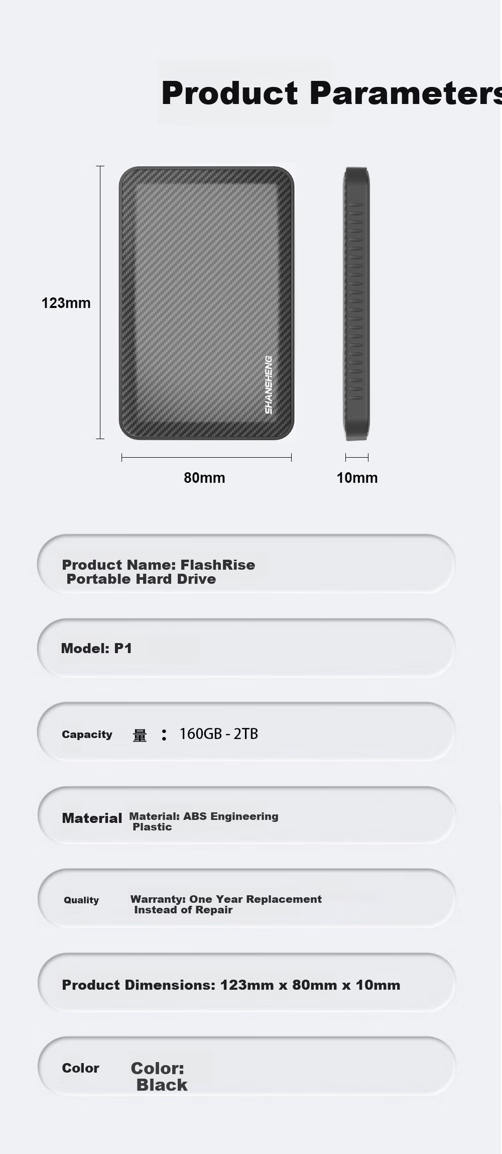 Shansheng 500GB Portable Hard Drive, USB3.0 Metal High-Speed Hard Drive, 2.5-Inch P7 Titanium Silver Color, Computer Hard Drive, Portable Storage for Data And Photos, Business Office Use, Dual-Use for Mobile Phones And Computers 6
