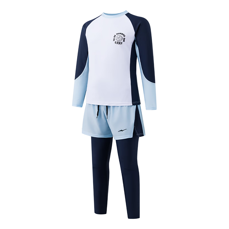 ERKE Boys' Two-Piece Swimsuit with Long Sleeves And Pants, Anti-Embarrassment Swimwear for Boys