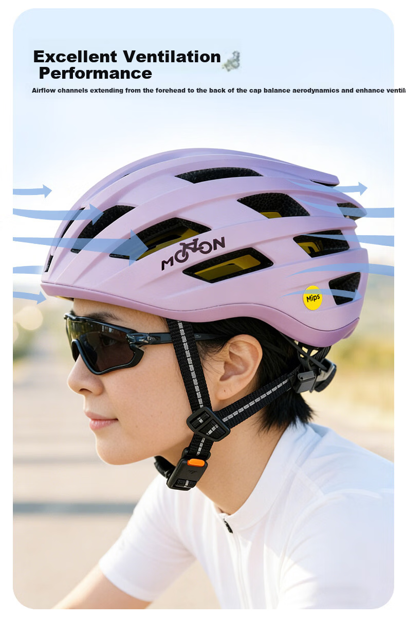 MOON MIPS Impact-Resistant Cycling Helmet Road Bike Aerodynamic Safety Cap Unisex Sports Gear Commuting Black M 8