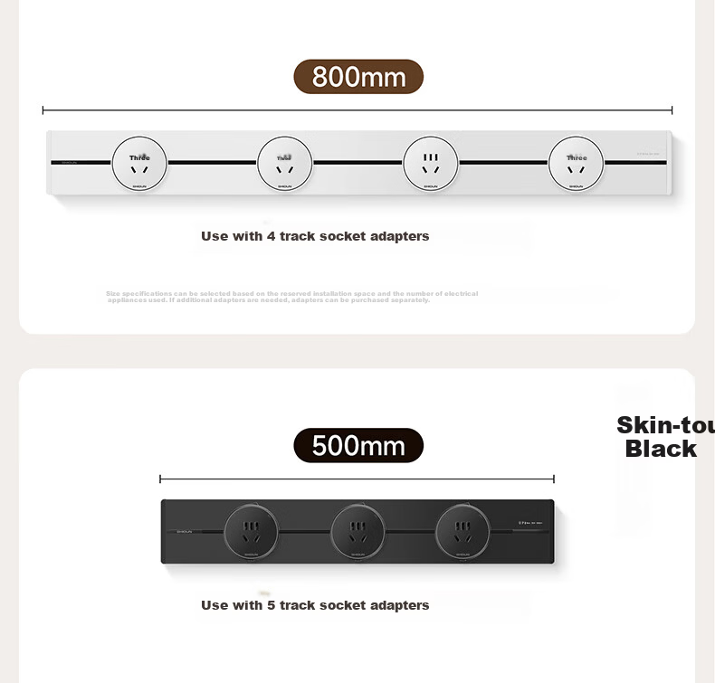 Shidun Surface-Mounted Track Socket, Movable Sideboard Power Slide Rail Track Switch Socket, Ambient Light Model, 50cm + 3 Five-Hole Sockets, Cream White 31