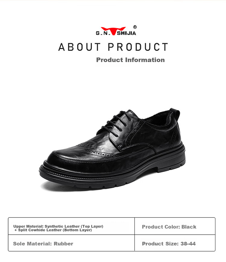 G.N.Shi Jia Men's Leather Shoes, Summer Hollow Breathable Brogue Carved Shoes, British Retro Business Formal Shoes for Me 30