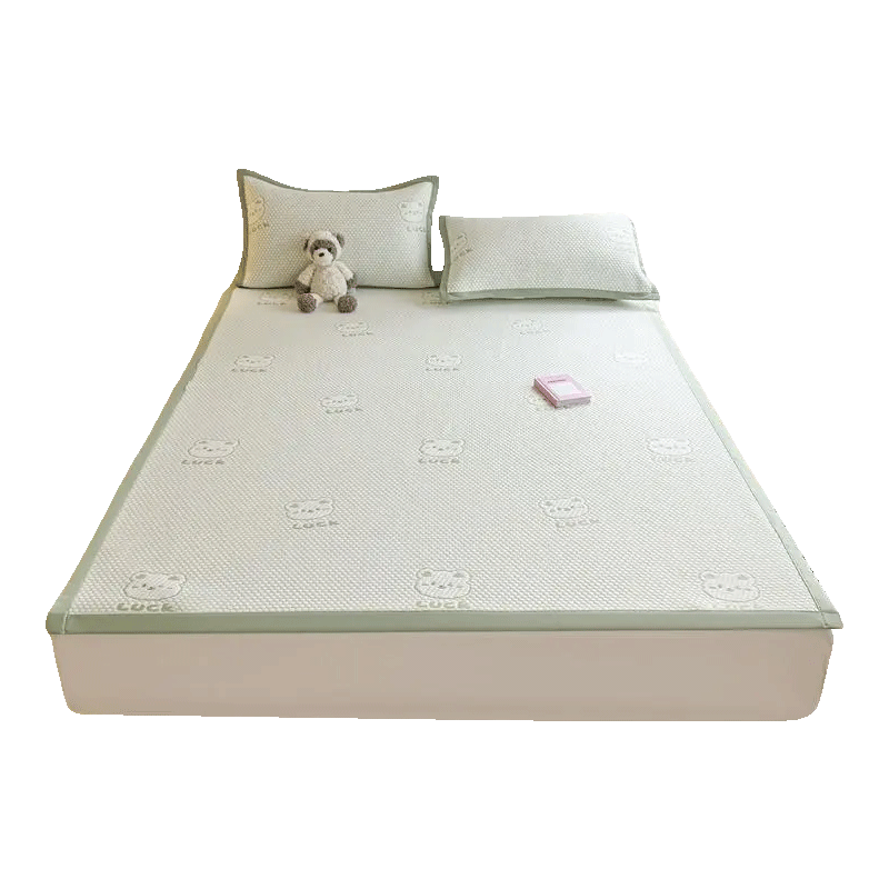 Grace Class A Single Cooling Mat Ice Bean Cooling Mat Summer Air Conditioning Soft Mat Double Household Washable 1.5*2M Bear Green