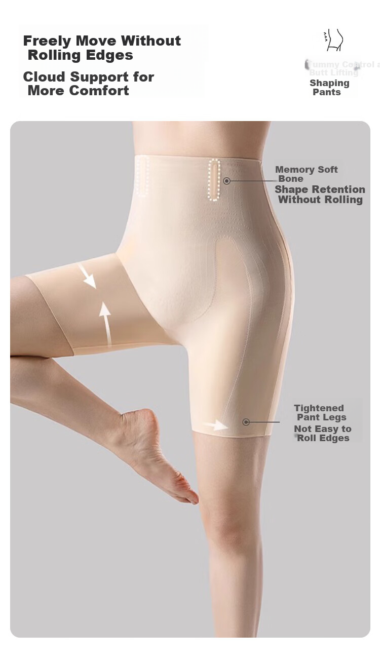 FitonTon High Waist Strong Tummy Control Floating Pants Postpartum Waist Trainer Shaping Hip Lift Seamless Slimming Leg and Hip Safety Shorts for Women 14