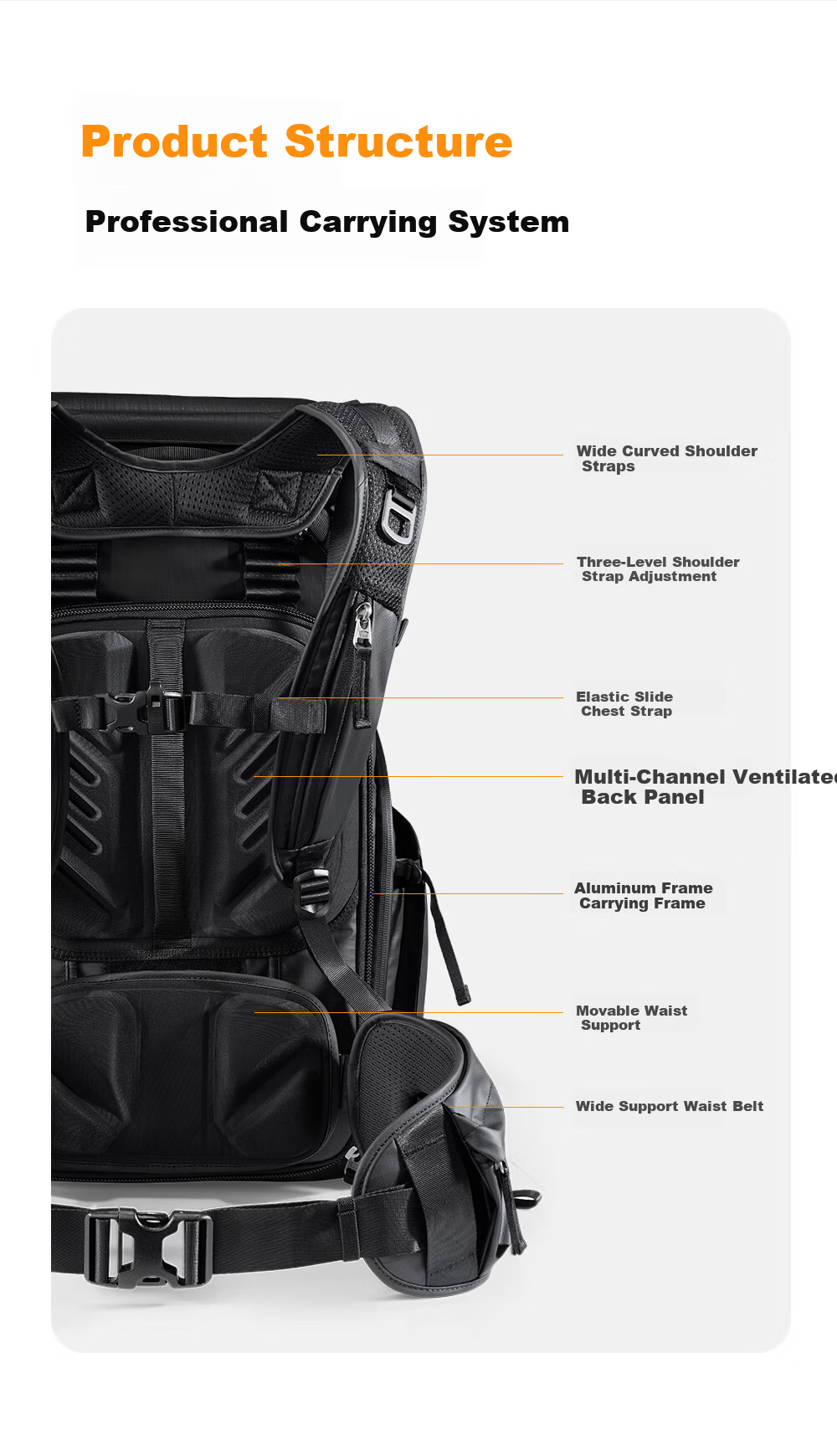 K&F CONCEPT Exploration Series Outdoor Hiking Photography Backpack Professional Carrying System Large Capacity 40L Travel Outdoor Hiking Multifunctional Camera Bag 8