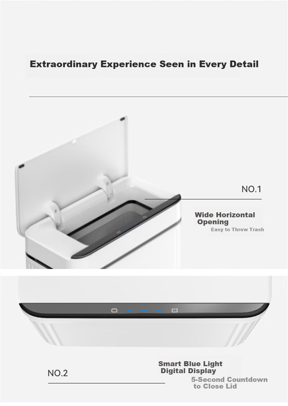 EKO Smart Sensor Trash Can 10L Matte White with Lid Stainless Steel Recommended by Zhang Ruoyun 9677 11