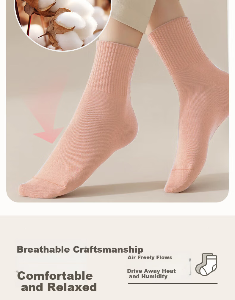NOLANSEND [Comfortable Cotton Socks] Disposable Socks, 7A Antibacterial Cotton Socks, 7 Pairs Daily Disposable Mid-Calf Socks, Sweat-Absorbing Travel Daily Disposable Socks 4