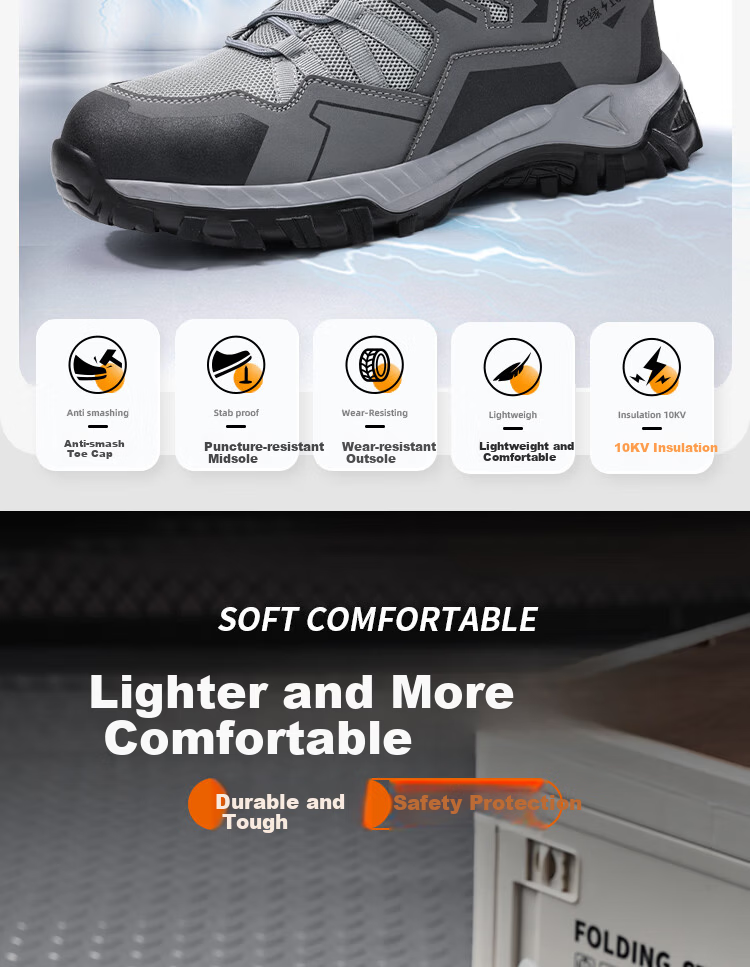 Jingtu Electrician Work Safety Shoes Men Breathable Insulated Anti-Smash Anti-Puncture State Grid Work Safety Shoes 1105YKV-1 Size 41 1