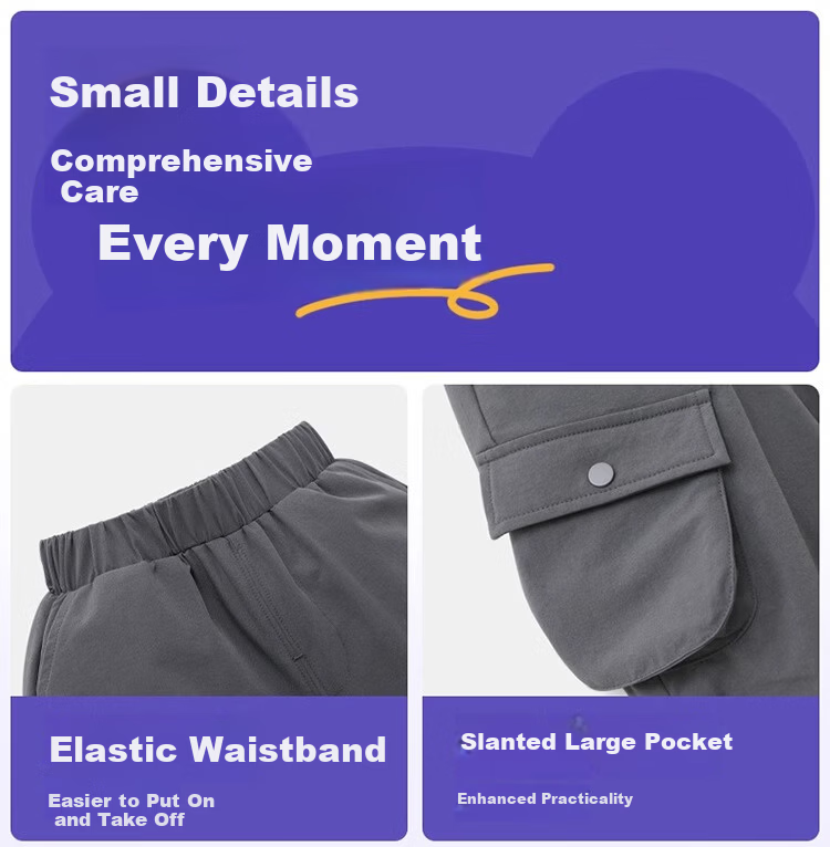 Ciciibear [Moisture-Wicking Quick-Dry Waterproof] ciciibear Baby Work Pants Spring Autumn Boys Pants 2025 New Children's Long Pants 9