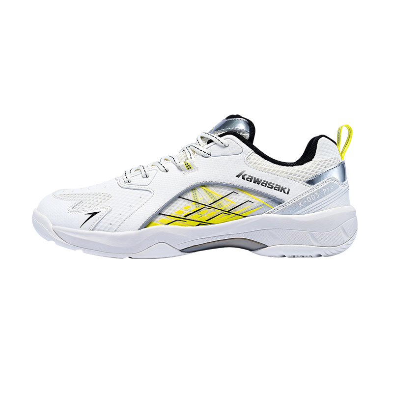 KAWASAKI Badminton Shoes, Non-Slip And Wear-Resistant, Unisex Sports Training Shoes K-003 Pro, White And Yellow, Size 40