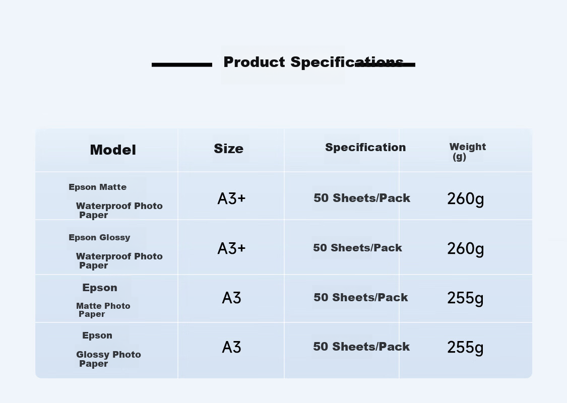 EPSON A3 Premium Matte Photo Paper 50 Sheets/Pack C13S450382 Color Inkjet Printer Photo Paper for Landscape Printing, Commercial Office Printing, Poster Printing 1