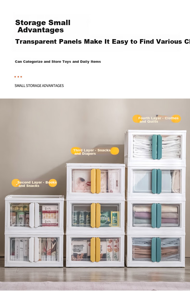 JEKO&JEKO Double Door Storage Cabinet Foldable Book Organizer Children's Wardrobe Storage Box White 1 Piece 4