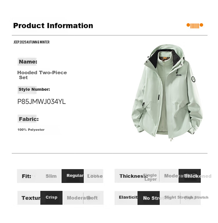 JEEP Unisex 3-in-1 Outdoor Fleece Lined Jacket Maple Leaf Yellow 4XL 14