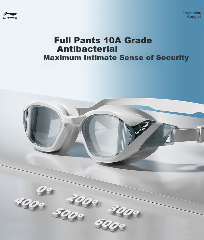 LI-NING Electroplated Waterproof Anti-Fog Swimming Goggles for Men and Women Adult HD Swimming Glasses and Swim Cap Professional Swimming Gear 5