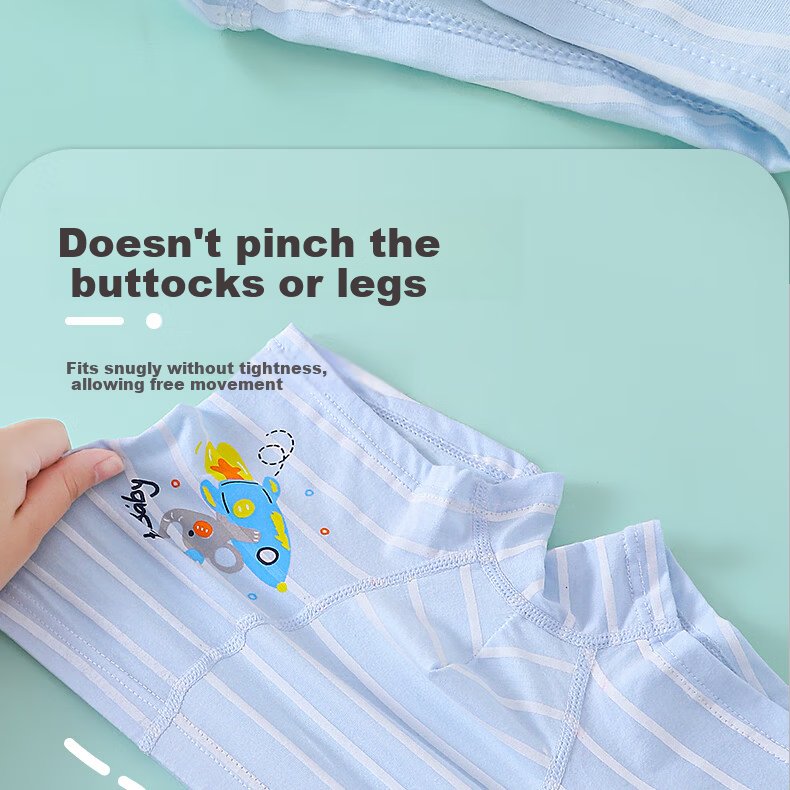 Freedom Series 100% Cotton Boys' Underwear Pure Cotton Class A Children's Boys' Full Cotton Boxer Shorts Mid to Large Boys' Trunks 4