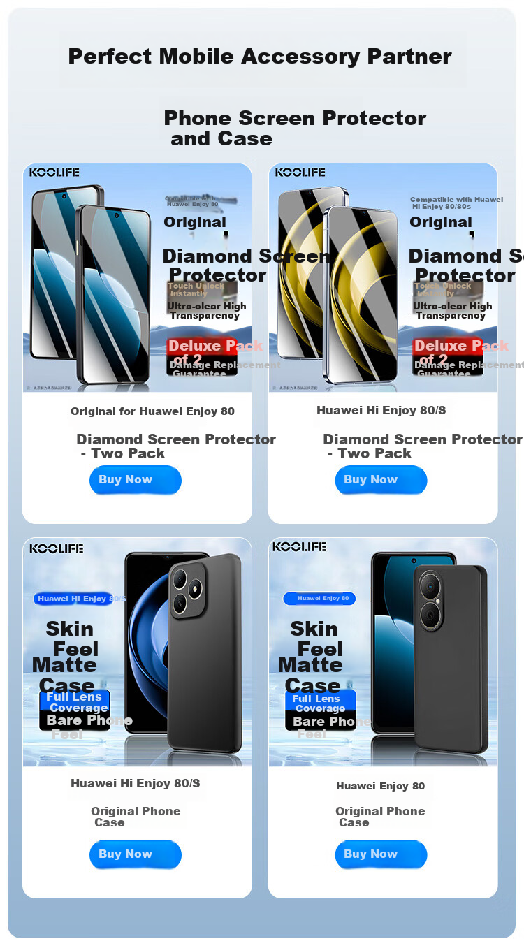 Kulefeng Tempered Glass Screen Protector for Huawei 70s Smartphone, Full Coverage Ultra-Thin HD Anti-Drop Shatterproof Protective Film with Fingerprint Sensor 1