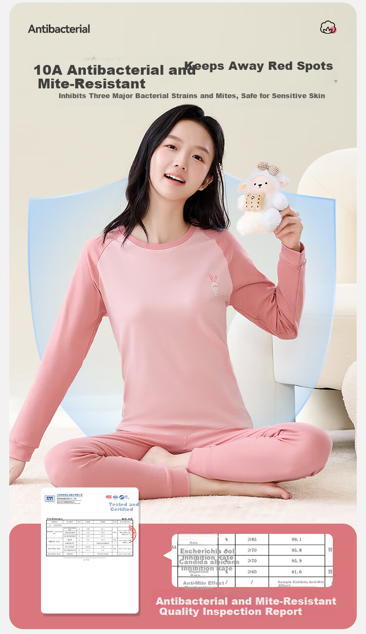 MiiOW Girls Autumn Thermal Underwear Set High School Student Teen A-Class Pure Cotton Warm Base Layer 5