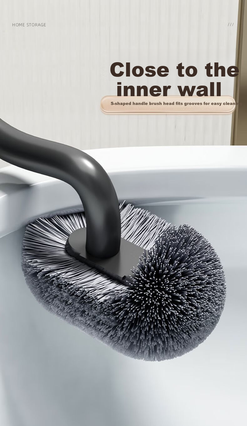 MUYA Toilet Brush Squat Pan Brush S-Shaped Short Wall-Mounted Bathroom Toilet Cleaner No Dead Angle Cleaning Tool 7