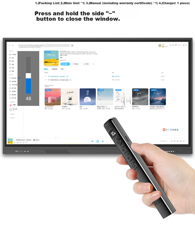 Whistler K9 Black Flip Pen Teacher's Pointer Pen with Seewo Interactive Whiteboard Touch Writing Pen Multimedia Audio Control Pen PPT Presentation Projection Pen Multifunctional Laser Pointer 4