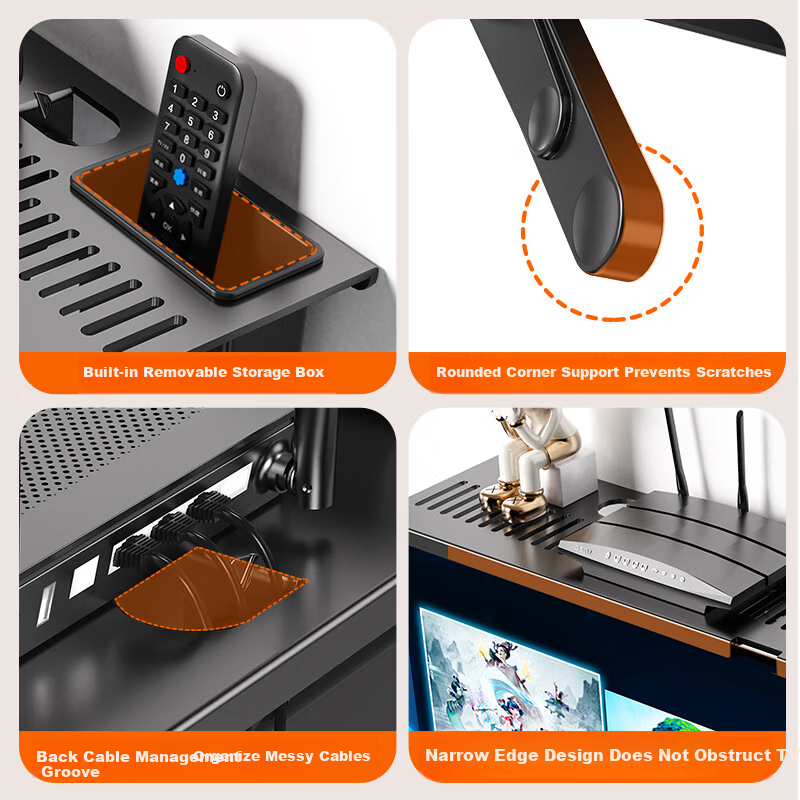 Beishi Set-Top Box Storage Rack TV Set-Top Box Holder Remote Control Organizer Router Stand Monitor Shelf Combo Set