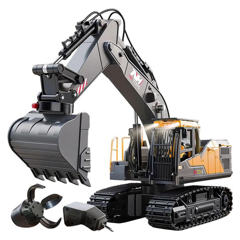Remote Control Crawler Alloy Excavator with Dual Battery and Spray for Boys Kids Birthday Gift Ages 6-10