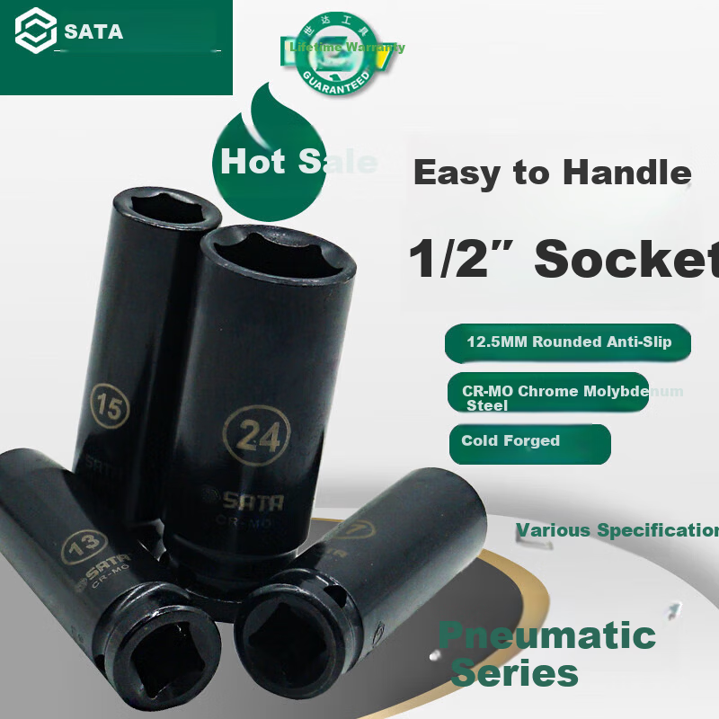 SATA 1/2" Hex Air Impact Deep Socket 24MM 34417