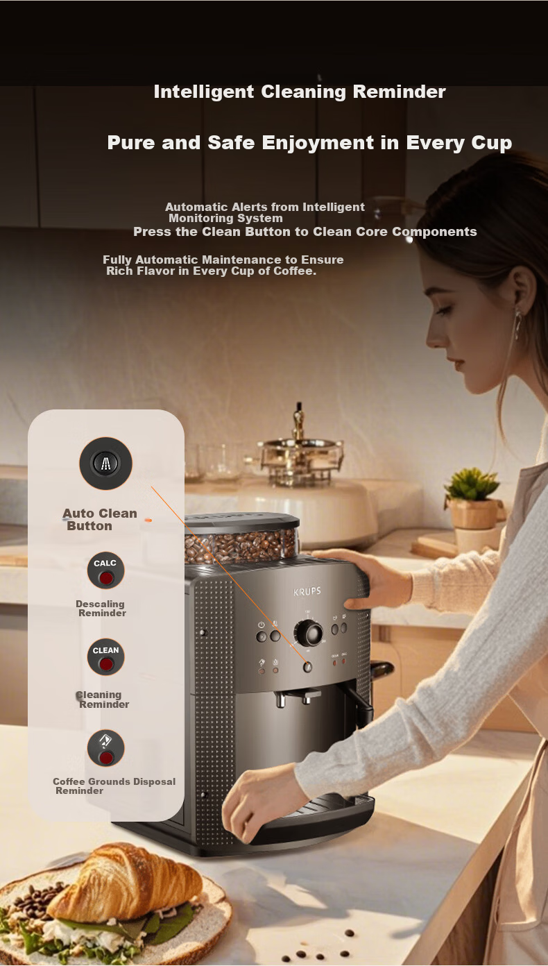 Krups Germany Fully Automatic Espresso Coffee Machine with Grinder EA810B80 Black Gray European Original Imported for Home/Office 16
