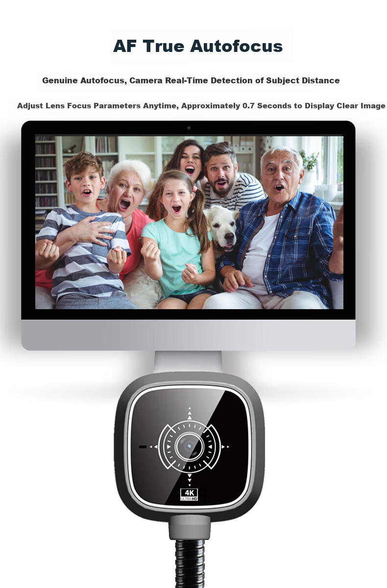 GESOBYTE C609 4K HD Live Streaming Webcam with Stand, USB Plug-and-Play Microphone for Video Calls, Conference, Online Teaching, Compatible with Laptop and Desktop 4