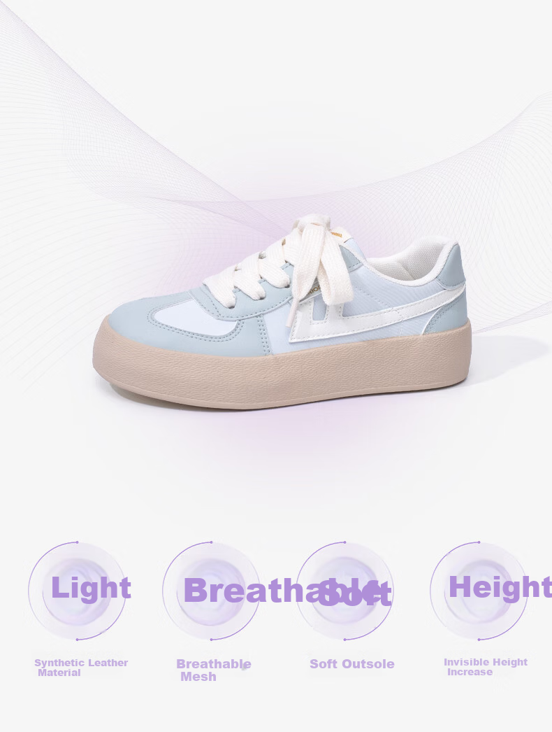 Warrior Women's Thick Sole Sneakers Lightweight Versatile White Casual Sports Shoes J700BR Off-White/Black Size 35 2