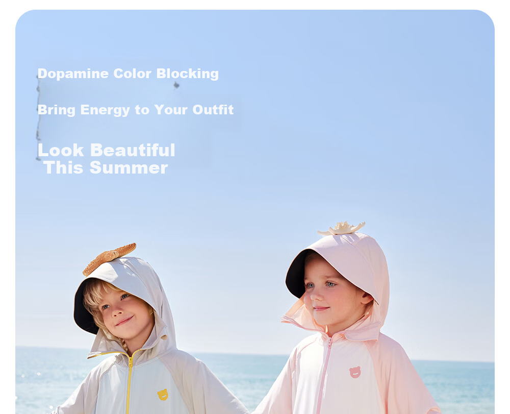 Betis Kids Sunscreen Jacket 3-4 Years Summer Coat Cape Boys Girls Cooling Breathable Sun Protection Hooded Jacket 34