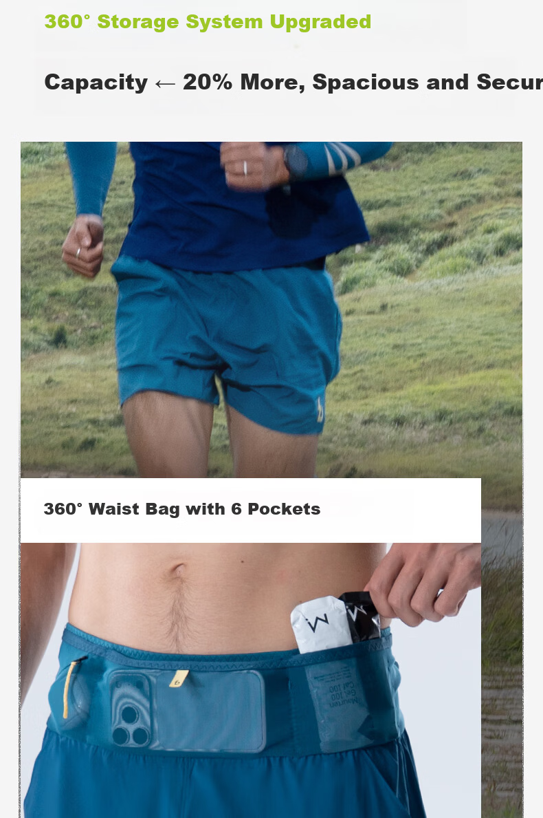 Feibit Air Pants 4.0 Men's Waist Bag Shorts Breathable Running Sports Pants 5-Inch Quick-Dry Lake Blue L 3