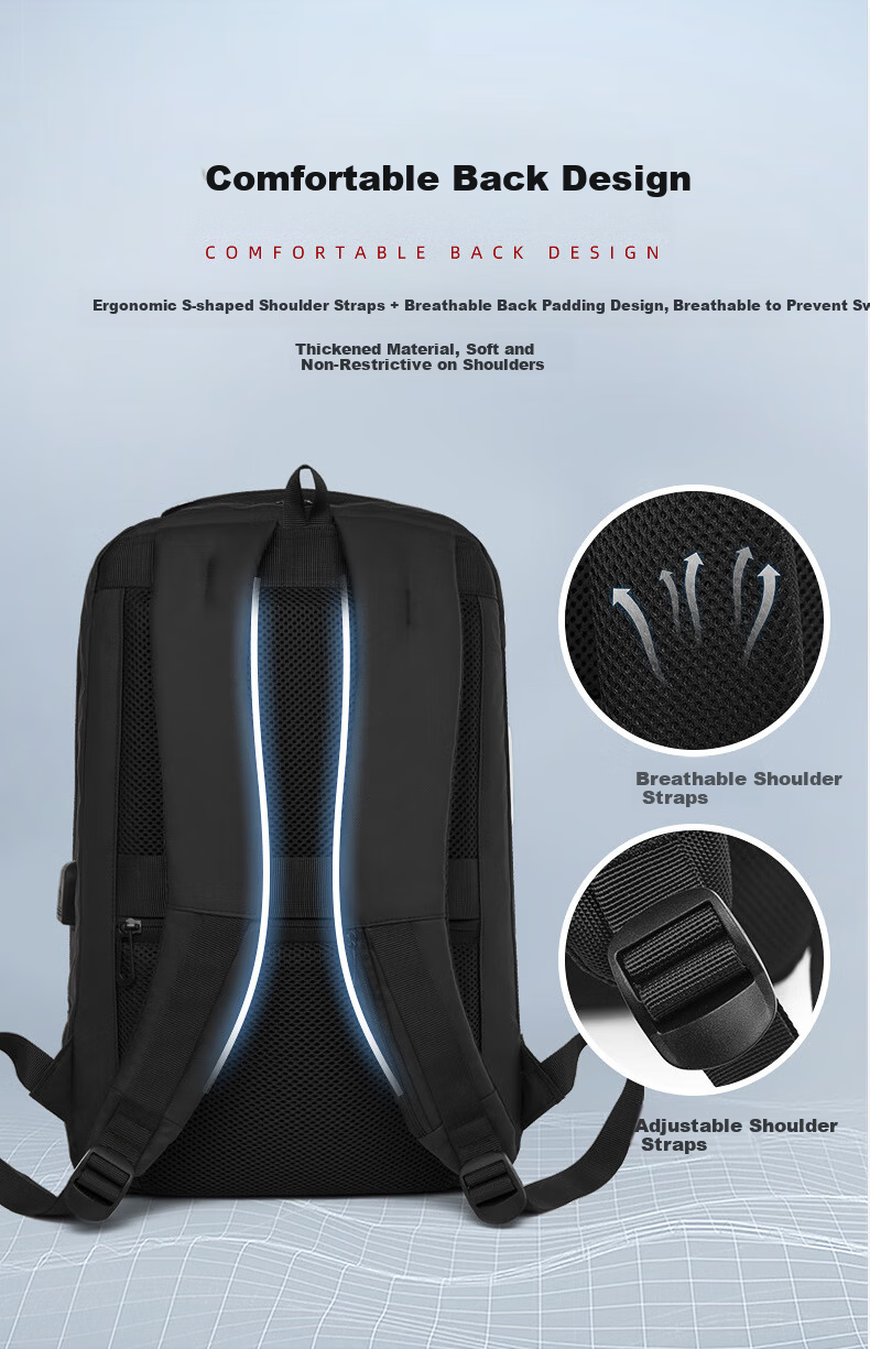 Biyoumei Men's Large Capacity 15-inch Laptop Backpack Casual Business Multifunctional Travel Student Shoulder Bag 10