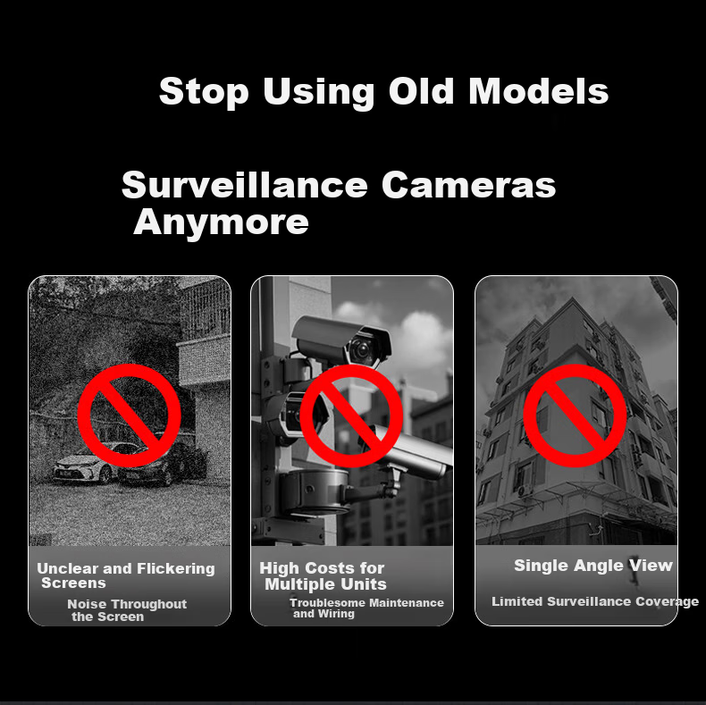Network Eye Triple Lens Home Security Camera Outdoor No WiFi Required Lifetime Data-Free Mobile Remote Monitoring 360-Degree No Blind Spot Night Vision Rural Use 1