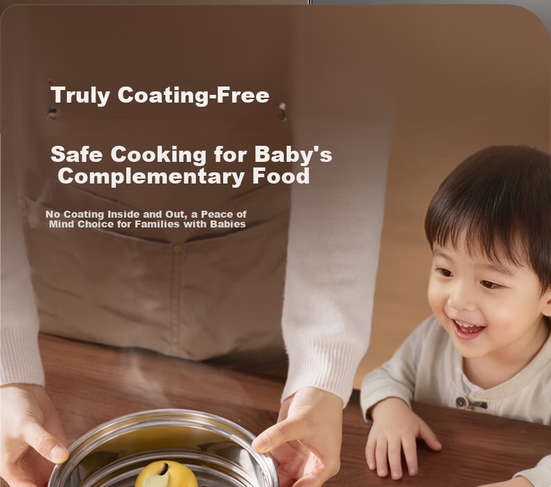 SUPOR Light Enjoy 316L Composite Steel 20cm Snow Pan Small Milk Pot JD Self-operated Stainless Steel Baby Food Pot 9
