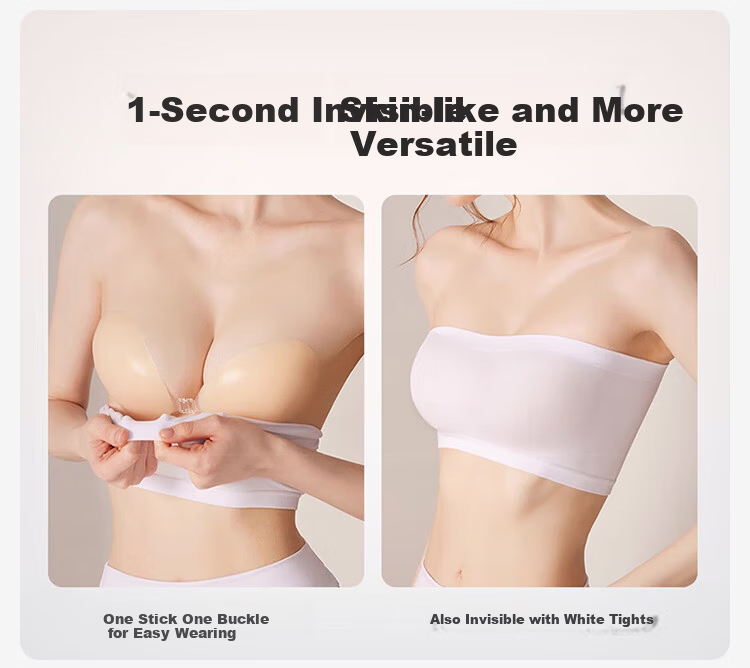 FitonTon Strapless Invisible Adhesive Bra for Women Wedding Dress, Seamless, Anti-Exposure, Push-Up Breast Pads 8