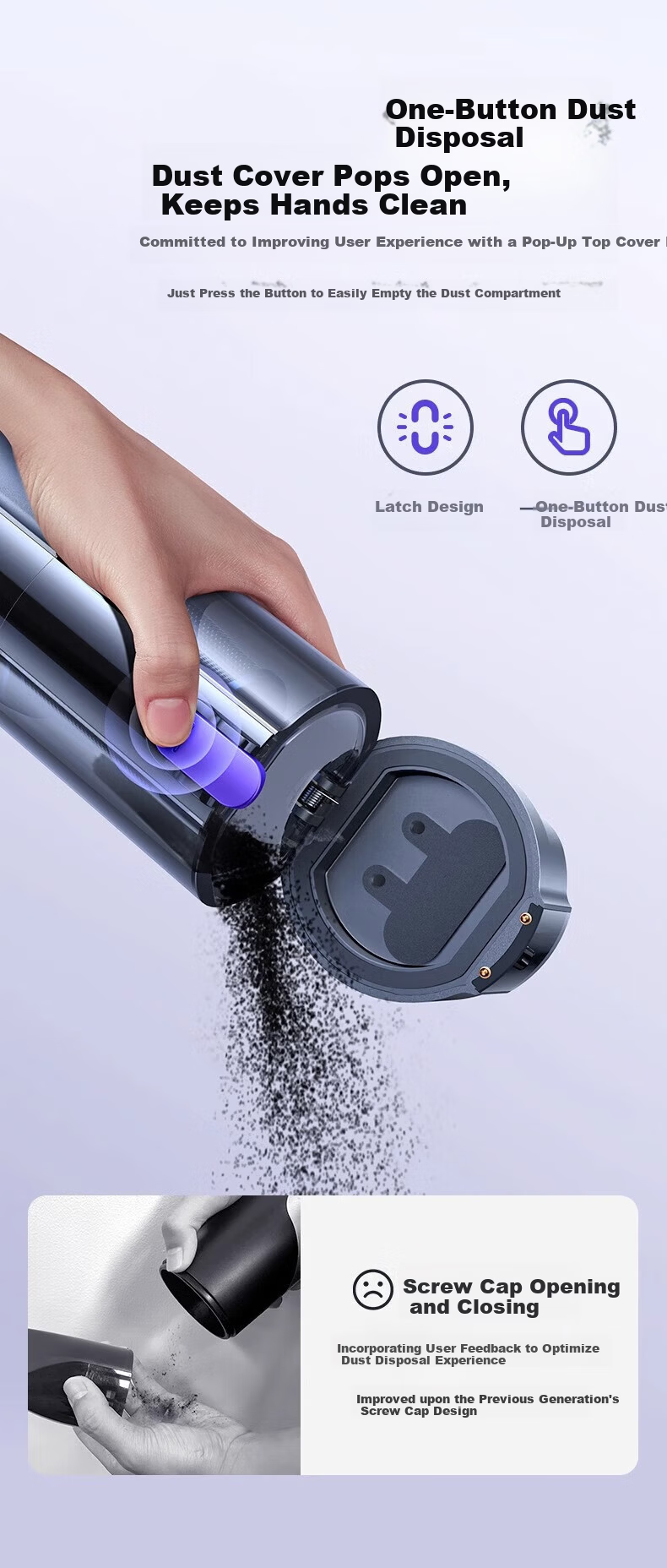 TORRAS Car Vacuum Cleaner High Suction Wireless Handheld Dual-Use Powerful Blower and Vacuum Laser Dust Detection Brushless Motor 4