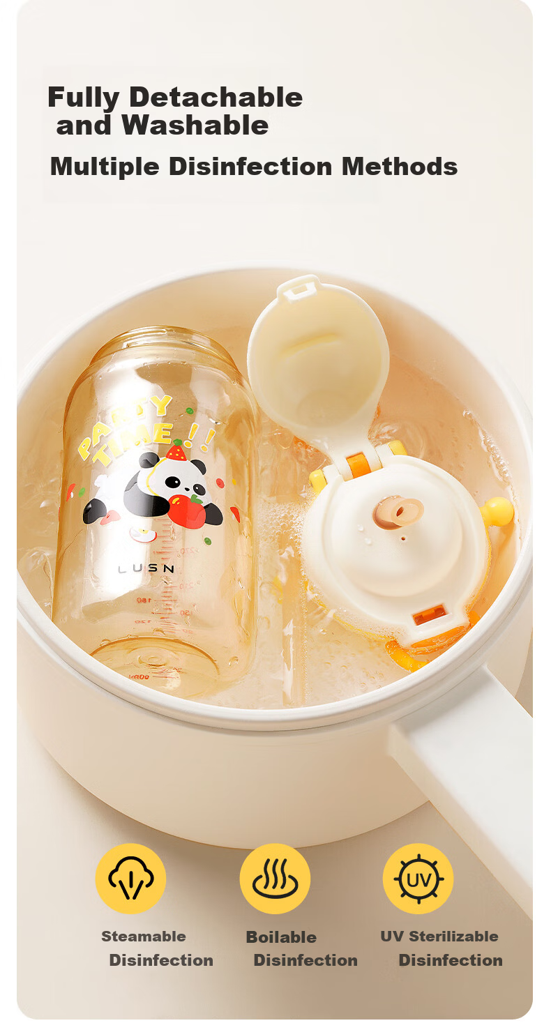 LUSN Children's PPSU Water Bottle Baby Dual Drinking Straw Cup Infant Portable Anti-Fall Training Cup 11