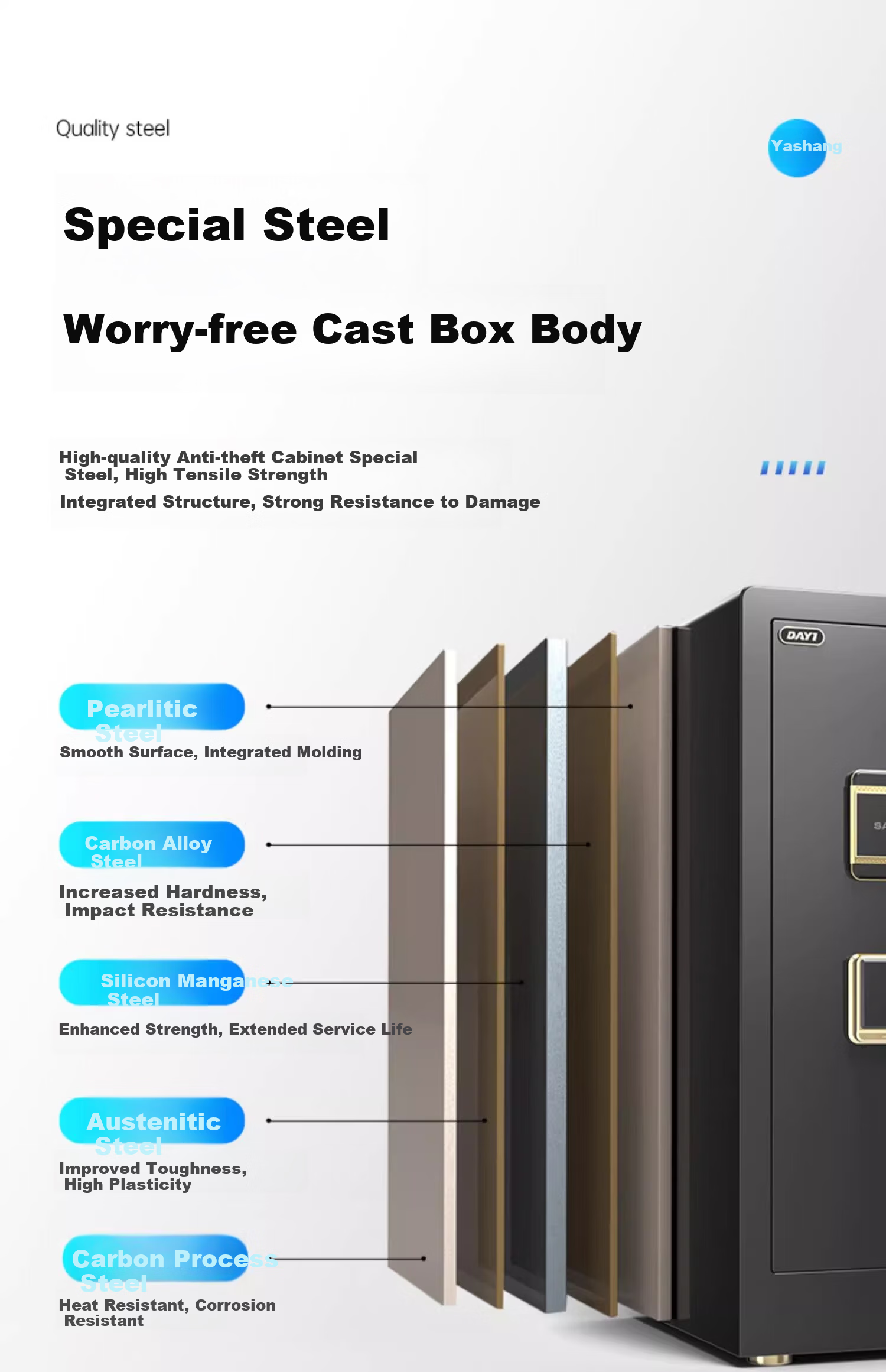 DAYI Fingerprint and Password Small Safe Home Office Financial Steel Anti-theft Safe Box 45cm Coffee Gold Password + Fingerprint 22
